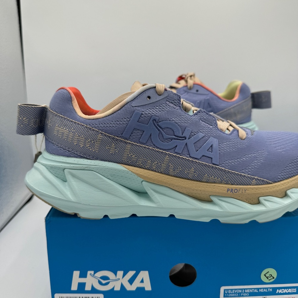 NWT Hoka Elevon 2 Running Shoes Mental Health Sneakers Unisex Purple Blue Glass - Picture 8 of 16
